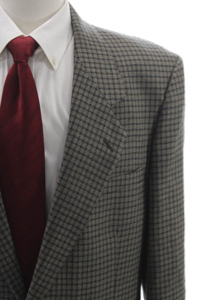 Nino Cerruti Mens Brown Wool Check Blazer Size 42