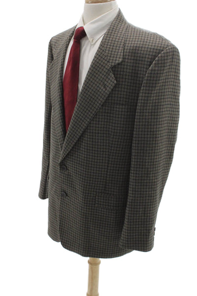 Nino Cerruti Mens Brown Wool Check Blazer Size 42