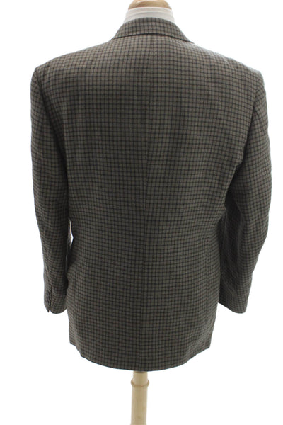 Nino Cerruti Mens Brown Wool Check Blazer Size 42