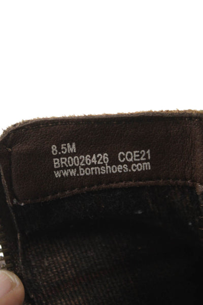 Born Womens Suede Leather Buckle Detail Ankle Boots Shoes Brown Size 8.5M