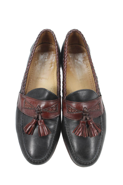 Allen Edmonds Mens Leather Color Block Tassel Detail Loafers Shoes Black Sz 10D