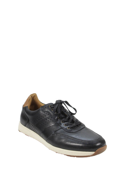Florsheim Mens Leather Lace Up Fashion Sneakers Shoes Black Size 10.5M