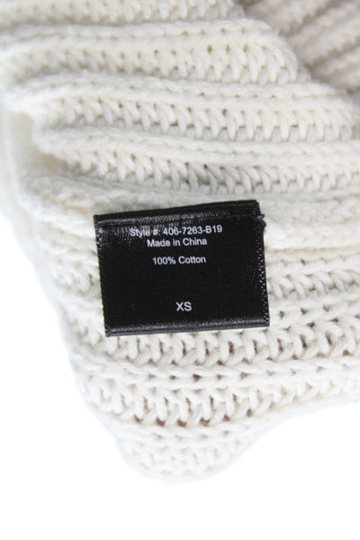 Jenni Kayne Womens Ivory 100% Cotton Pullover Sweater Long Sleeve Crew Size S