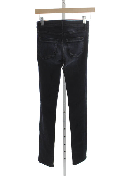 Gold Sign Women Skinny Jeans Black Rayon High Rise Button Inseam 28 Size 24
