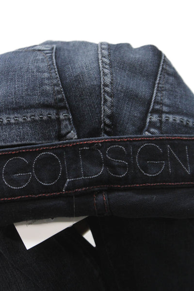 Gold Sign Women Skinny Jeans Black Rayon High Rise Button Inseam 28 Size 24