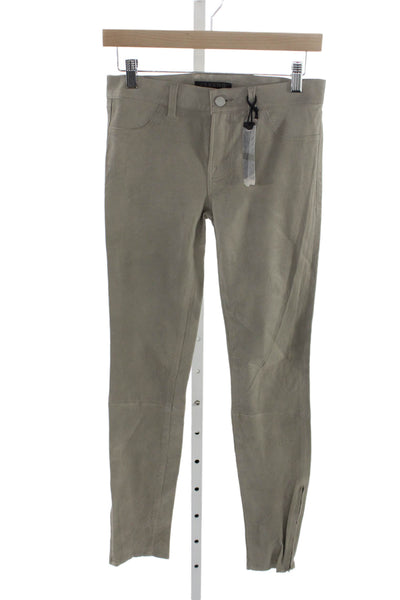 J Brand Womens Gray Leather Ankle Pants Button Size 27
