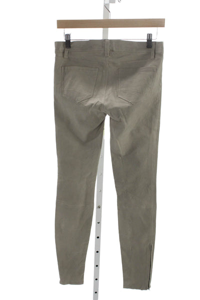 J Brand Womens Gray Leather Ankle Pants Button Size 27