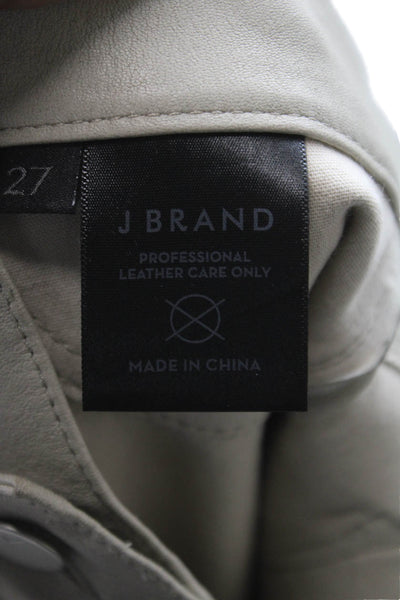 J Brand Womens Gray Leather Ankle Pants Button Size 27
