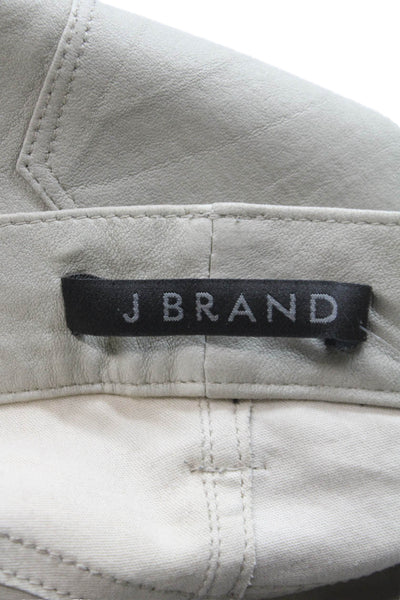 J Brand Womens Gray Leather Ankle Pants Button Size 27