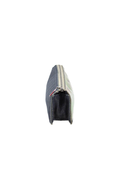 Christian Louboutin Womens Leather Zip Feather Glitter Make Up Pouch Multicolor