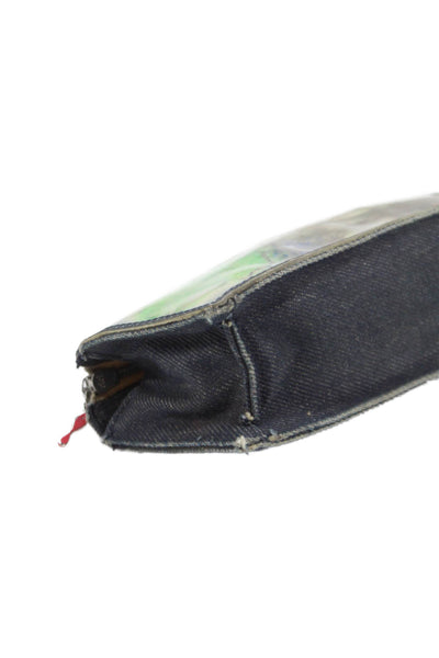 Christian Louboutin Womens Leather Zip Feather Glitter Make Up Pouch Multicolor