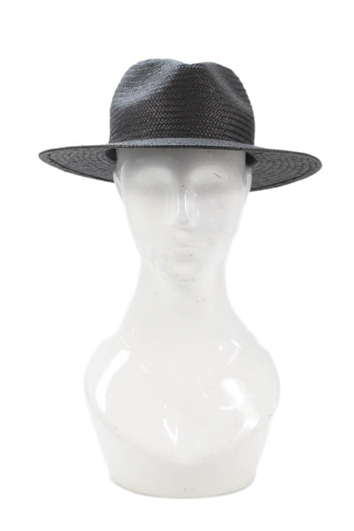 Rag & Bone Womens Raffia Fedora Hat Black Size S