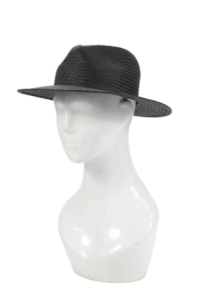 Rag & Bone Womens Raffia Fedora Hat Black Size S