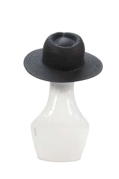 Rag & Bone Womens Raffia Fedora Hat Black Size S