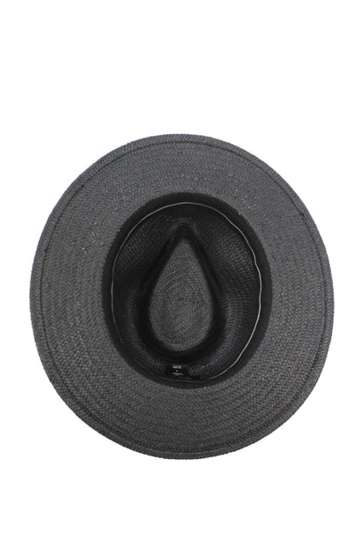 Rag & Bone Womens Raffia Fedora Hat Black Size S