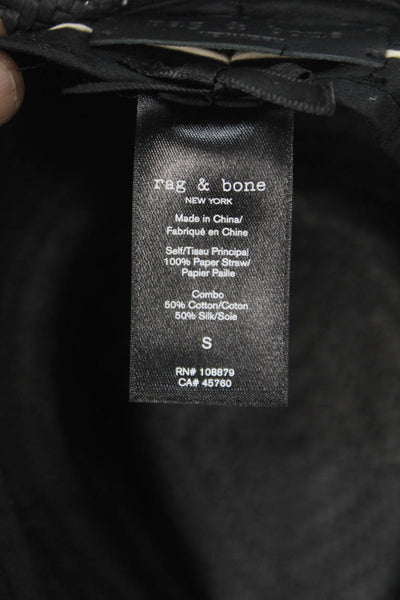 Rag & Bone Womens Raffia Fedora Hat Black Size S