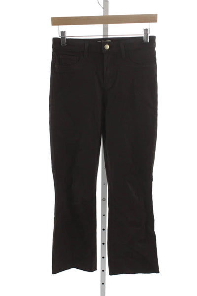 L'Agence Womens Cropped Brown Cotton High Rise Pants Button Size 26