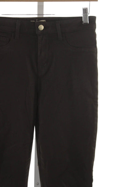 L'Agence Womens Cropped Brown Cotton High Rise Pants Button Size 26