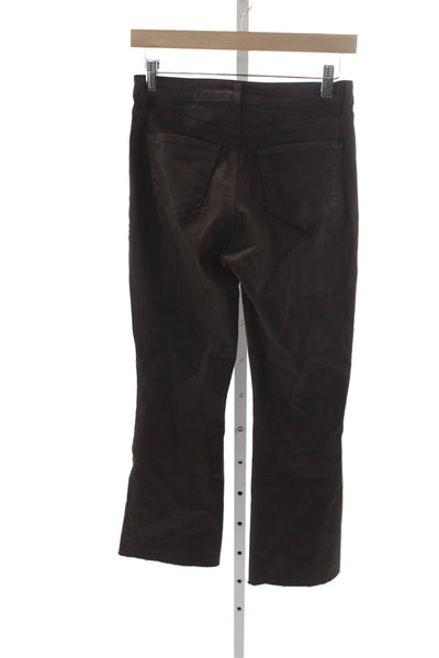 L'Agence Womens Cropped Brown Cotton High Rise Pants Button Size 26