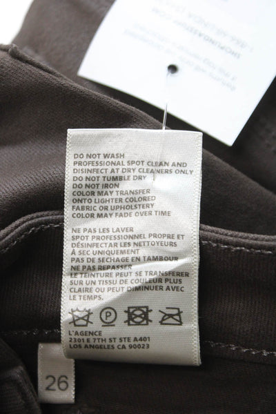 L'Agence Womens Cropped Brown Cotton High Rise Pants Button Size 26