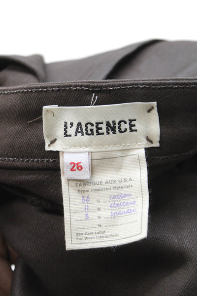 L'Agence Womens Cropped Brown Cotton High Rise Pants Button Size 26