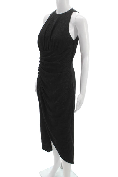 Badgley Mischka Women Sheath Dress Black Halter Full-Length Rayon Zip Size 8