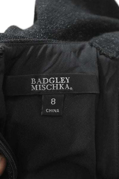 Badgley Mischka Women Sheath Dress Black Halter Full-Length Rayon Zip Size 8