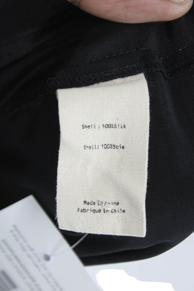 L'Agence Womens Basic Black Silk Collared 3/4 Sleeve Blouse Size M