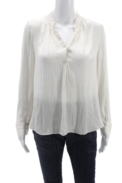 Zadig & Voltaire Womens Basic White V-Neck Button Long Sleeve Blouse Size S