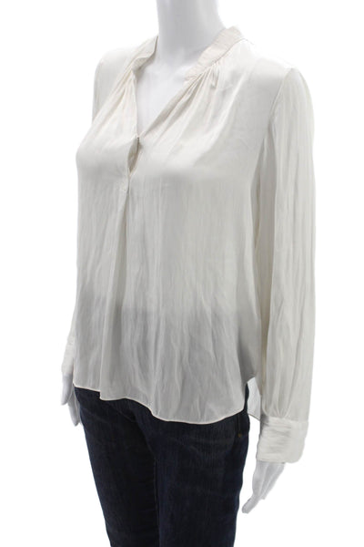 Zadig & Voltaire Womens Basic White V-Neck Button Long Sleeve Blouse Size S