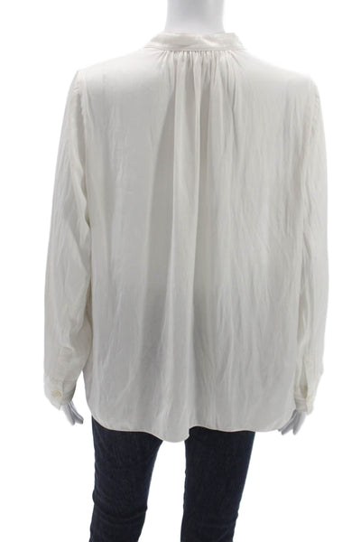 Zadig & Voltaire Womens Basic White V-Neck Button Long Sleeve Blouse Size S
