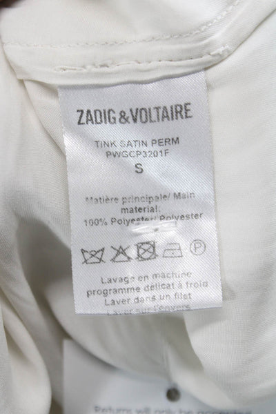 Zadig & Voltaire Womens Basic White V-Neck Button Long Sleeve Blouse Size S