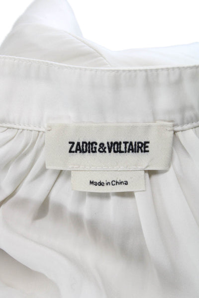 Zadig & Voltaire Womens Basic White V-Neck Button Long Sleeve Blouse Size S