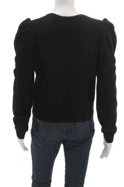Frame Women Pullover Cashmere V-Neck Long Sleeve Black Sweater Petite Size S