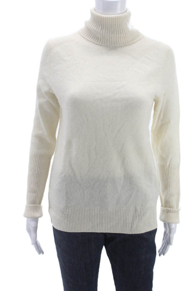 Aqua Cashmere Women Pullover Sweater Ivory Turtleneck 100% Cashmere Size M