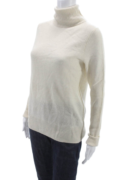 Aqua Cashmere Women Pullover Sweater Ivory Turtleneck 100% Cashmere Size M
