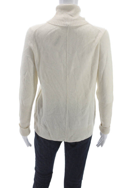 Aqua Cashmere Women Pullover Sweater Ivory Turtleneck 100% Cashmere Size M