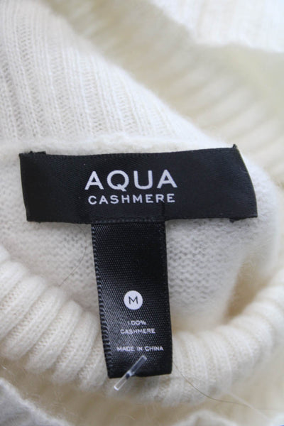 Aqua Cashmere Womens Turtleneck Pullover Ivory Size M