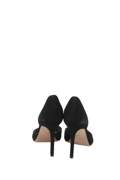 Veronica Beard Womens Suede Peep Toe D'Orsay Pumps Black Size 7.5 Medium