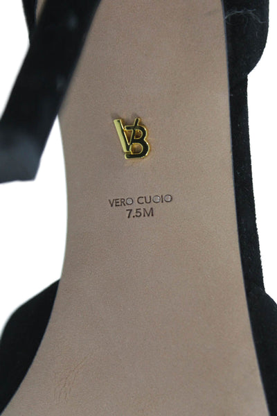 Veronica Beard Womens Suede Peep Toe D'Orsay Pumps Black Size 7.5 Medium