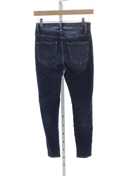 Flying Monkey Women Skinny Jeans Blue Mid Rise Button Cotton Size 26