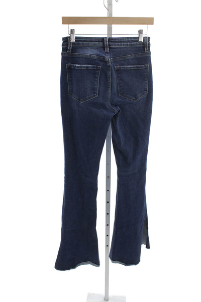 Flying Monkey Women Flared Jeans Blue High Waist Button Cotton Blend Size 25