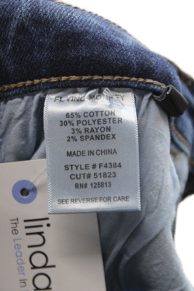 Flying Monkey Women Flared Jeans Blue High Waist Button Cotton Blend Size 25