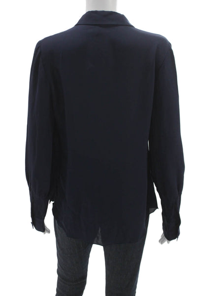 Kobi Halperin Womens Basic Blouse Blue Collared Long Sleeve Button Size S