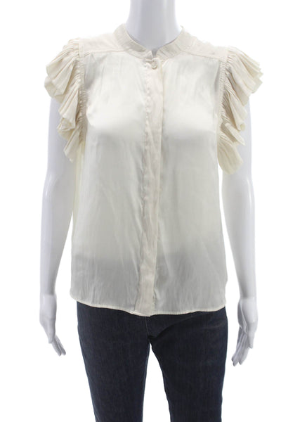 Zadig & Voltaire Women Ivory Collared Sleeveless Basic Blouse Size M