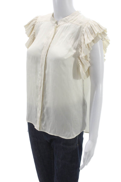 Zadig & Voltaire Women Ivory Collared Sleeveless Basic Blouse Size M