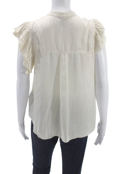 Zadig & Voltaire Women Ivory Collared Sleeveless Basic Blouse Size M