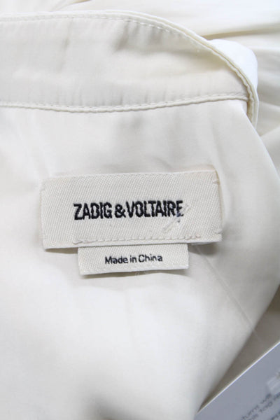 Zadig & Voltaire Women Ivory Collared Sleeveless Basic Blouse Size M