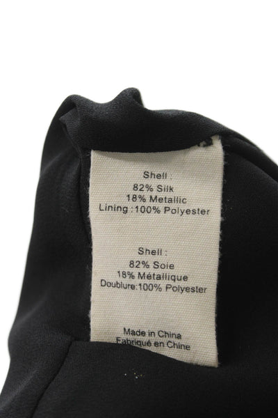 L'Agence Women Silk Polka Dot V Neck Tank Black Size M