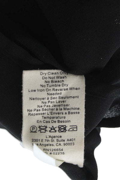L'Agence Women Silk Polka Dot V Neck Tank Black Size M
